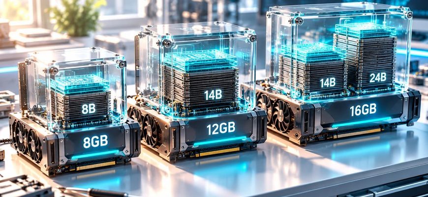 Three GPU memory chambers comparing how local LLMs fit into 8GB, 12GB and 16GB of VRAM.